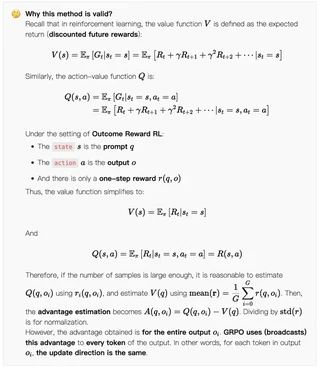 Outcome reward example, continued